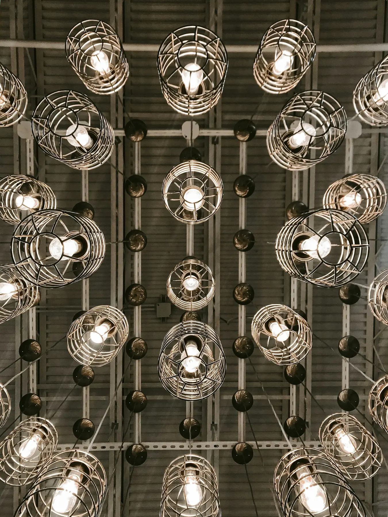 Featured Project — Wire Cage Chandelier Array